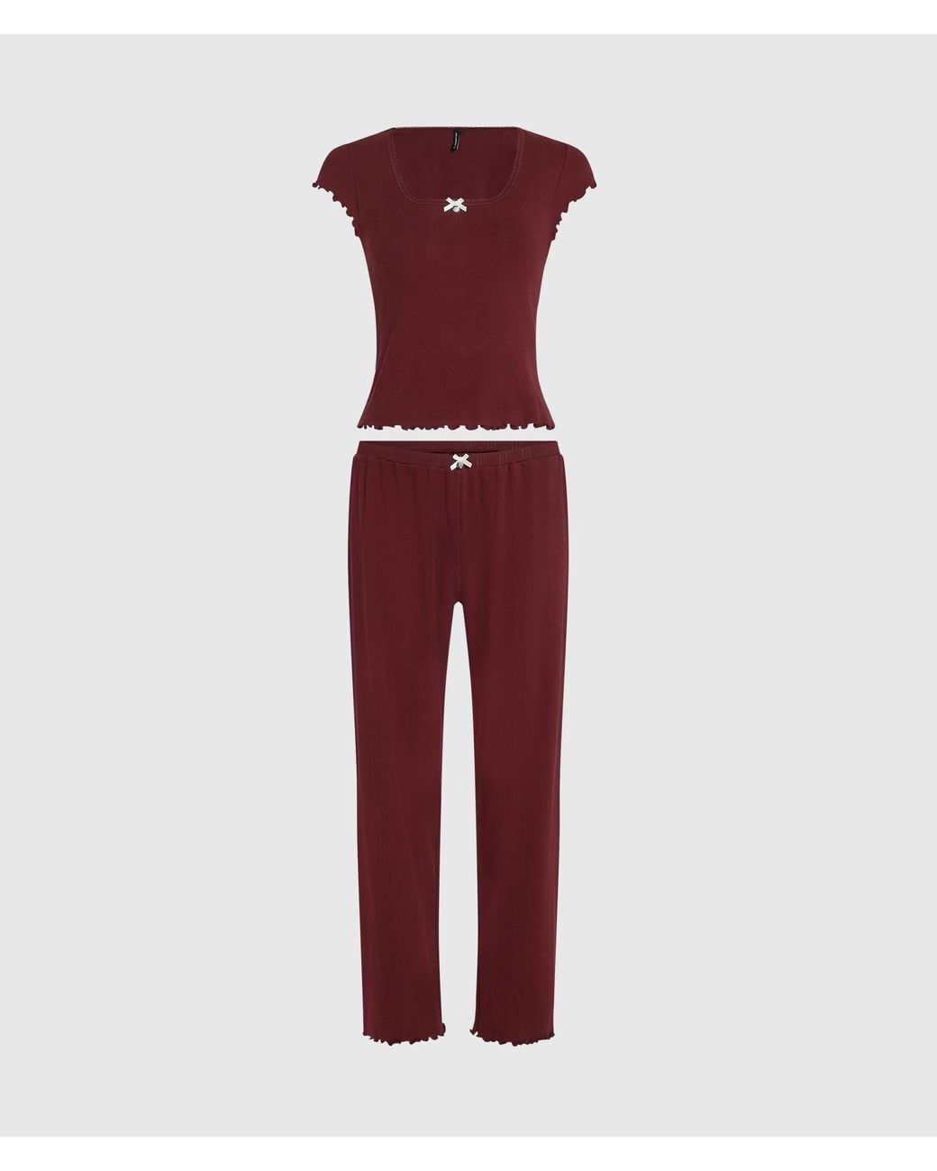 Karl Lagerfeld Red Autograph Pointelle Pajama Set