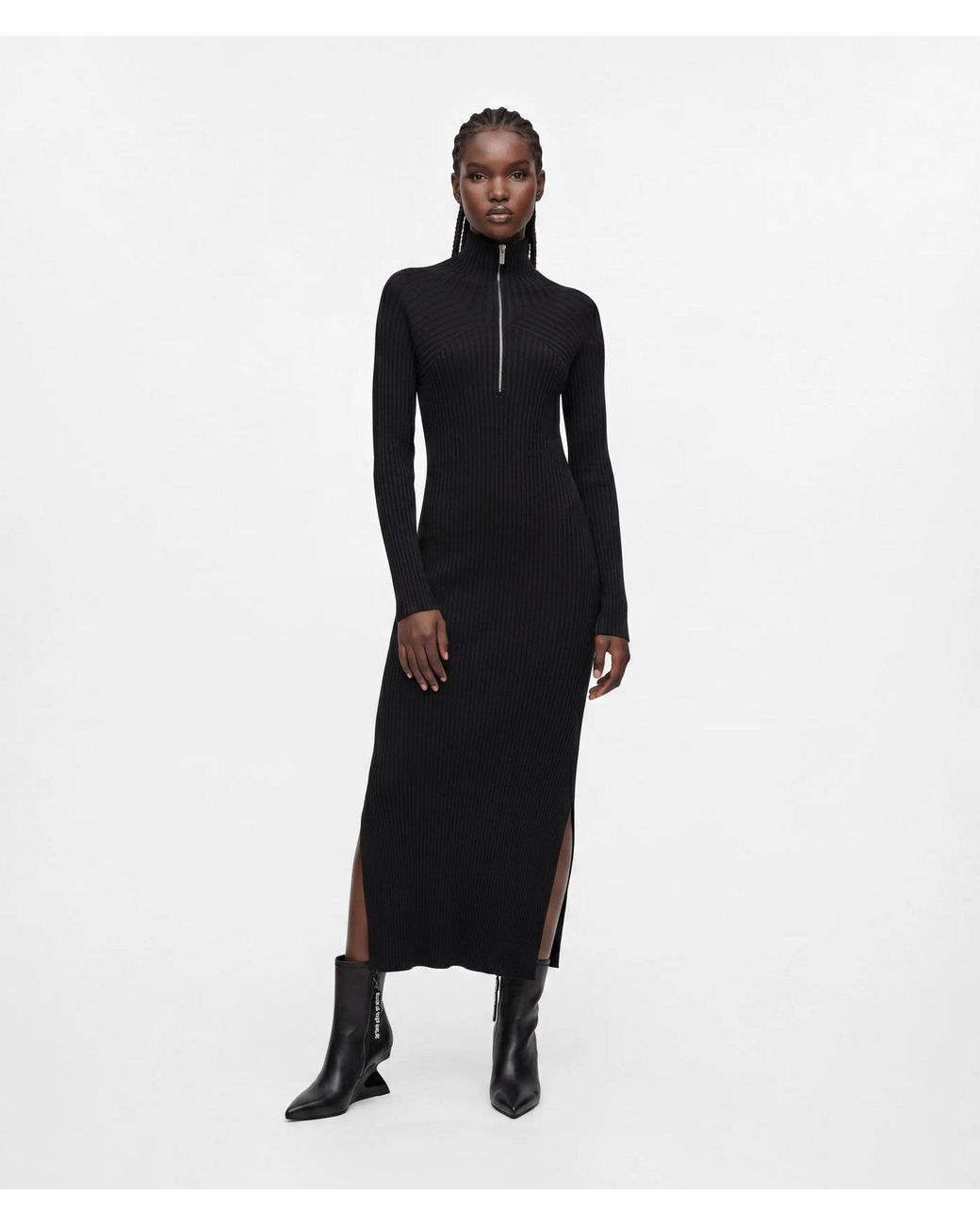 KL Jeans Black Zipped Maxi Knit Dress