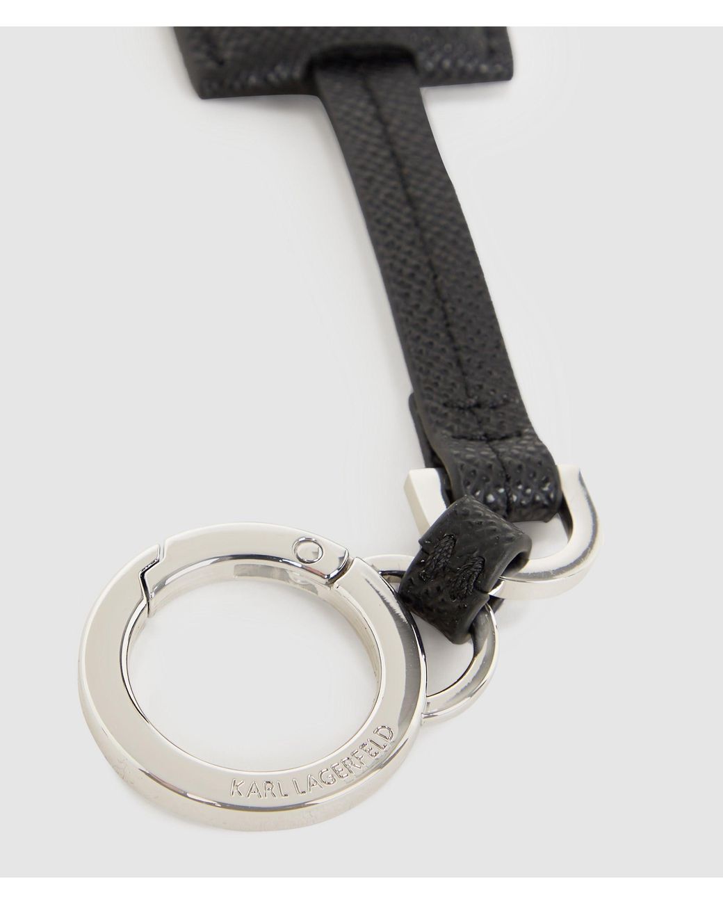 Karl Lagerfeld White K/Monogram Leather Keychain for men