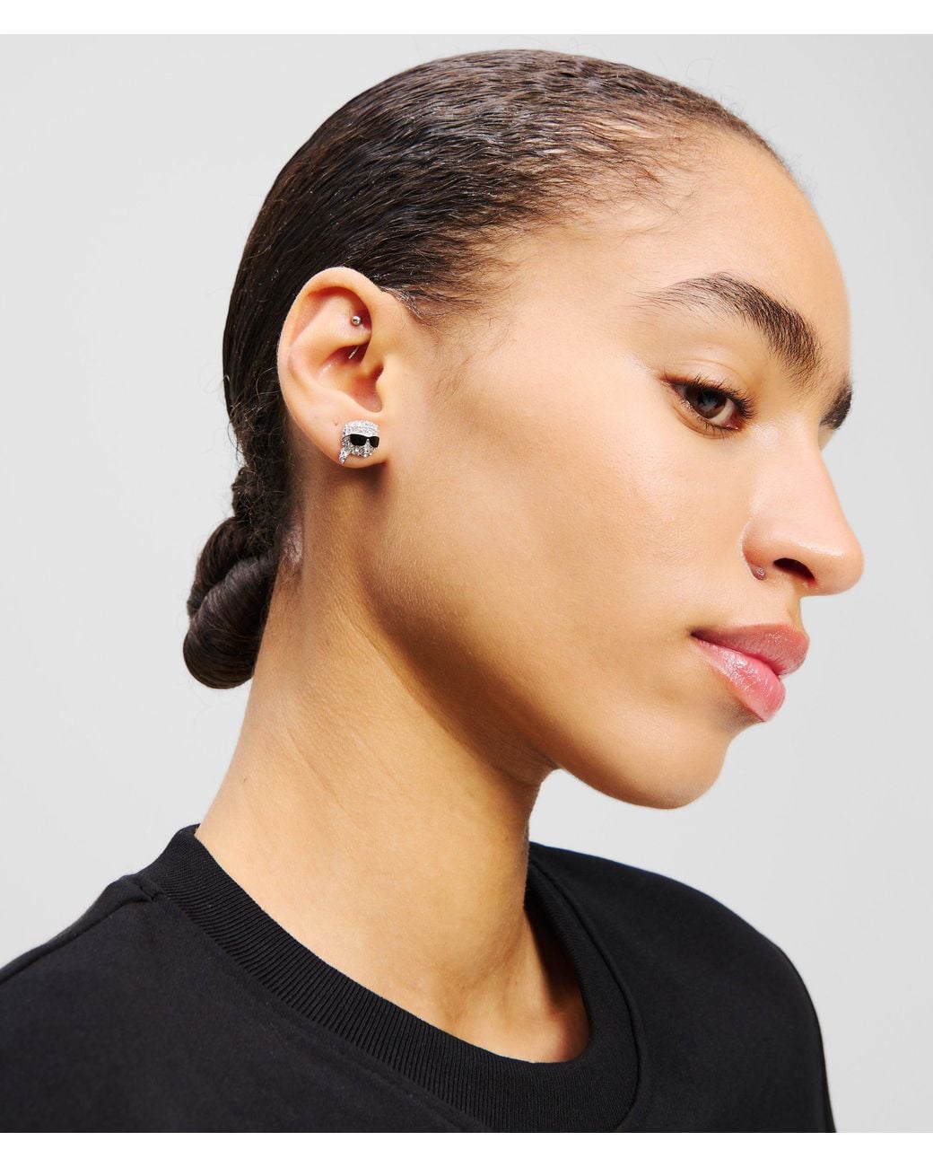 Karl Lagerfeld White Ikon Stud Earrings
