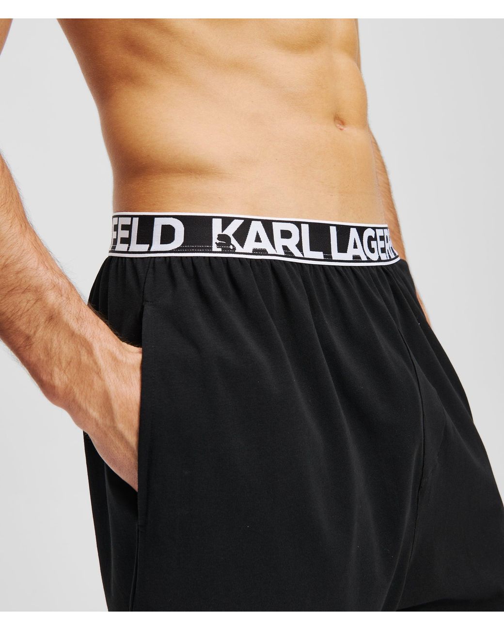 Karl Lagerfeld Black Logo Pajama Shorts for men