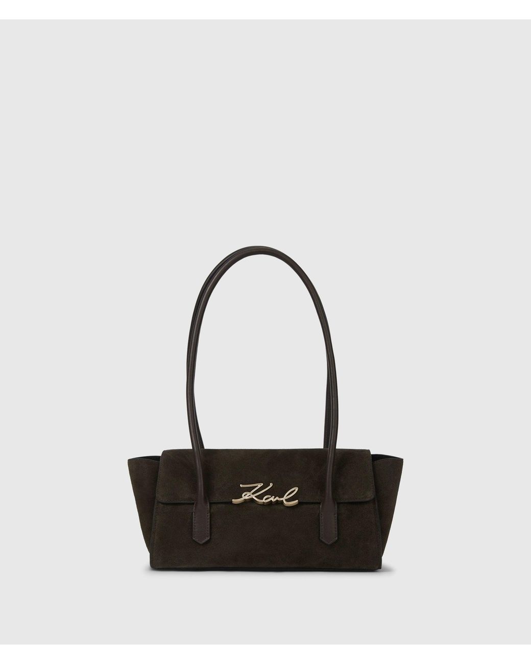 Karl Lagerfeld White K/Signature Suede Shoulder Bag