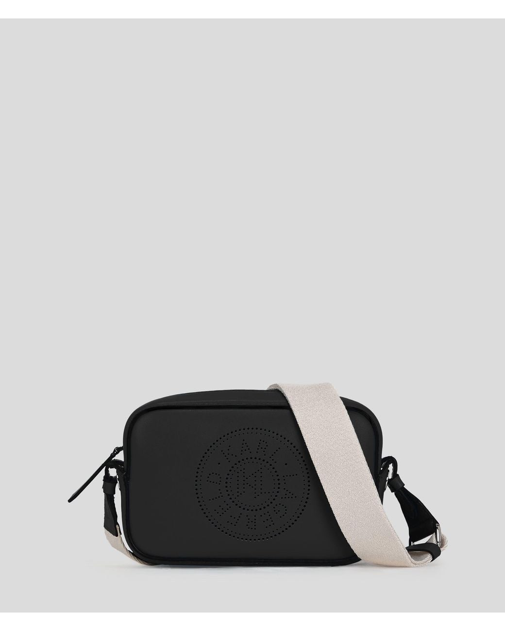 Karl Lagerfeld Black K/Circle Perforated Crossbody Bag