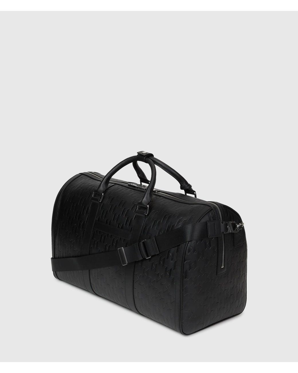 Karl Lagerfeld Black K/Loom Leather Weekender Bag for men