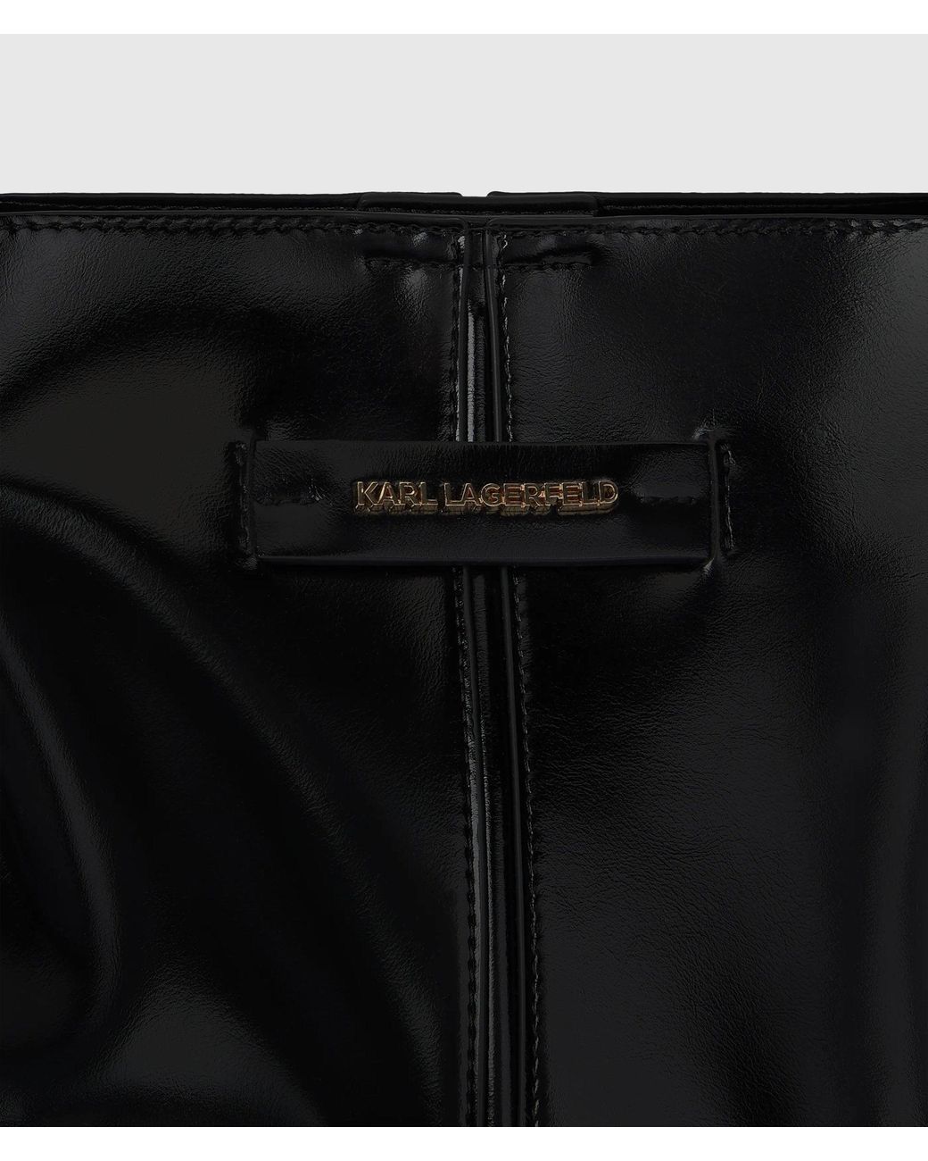 Karl Lagerfeld Black Exclusive K/Pierced Medium Shiny Tote Bag