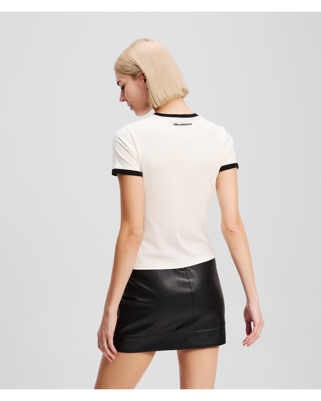 Karl Lagerfeld White Ikon Contrast Piping T-Shirt