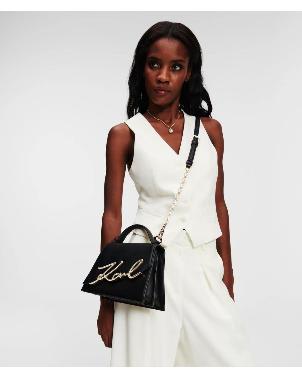 Karl Lagerfeld Black K/Signature Medium Crossbody Bag