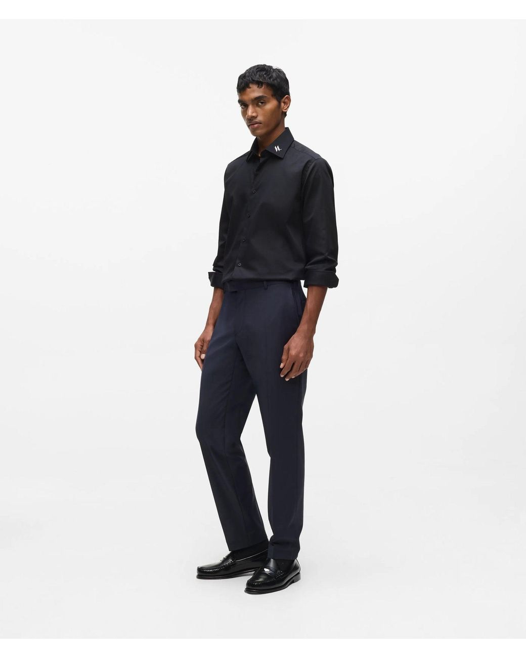Karl Lagerfeld Blue Monogram Shirt for men