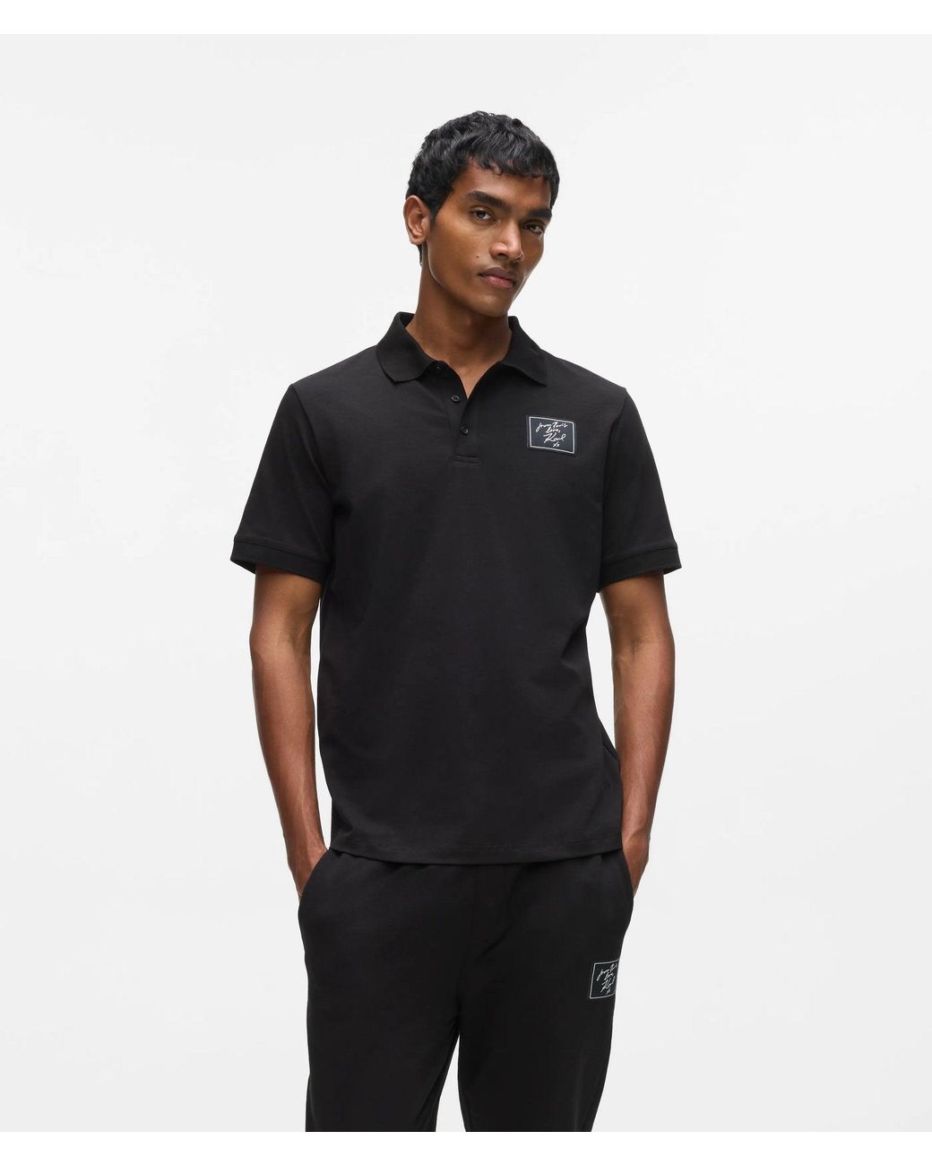 Karl Lagerfeld Black From Paris With Love Polo Shirt for men