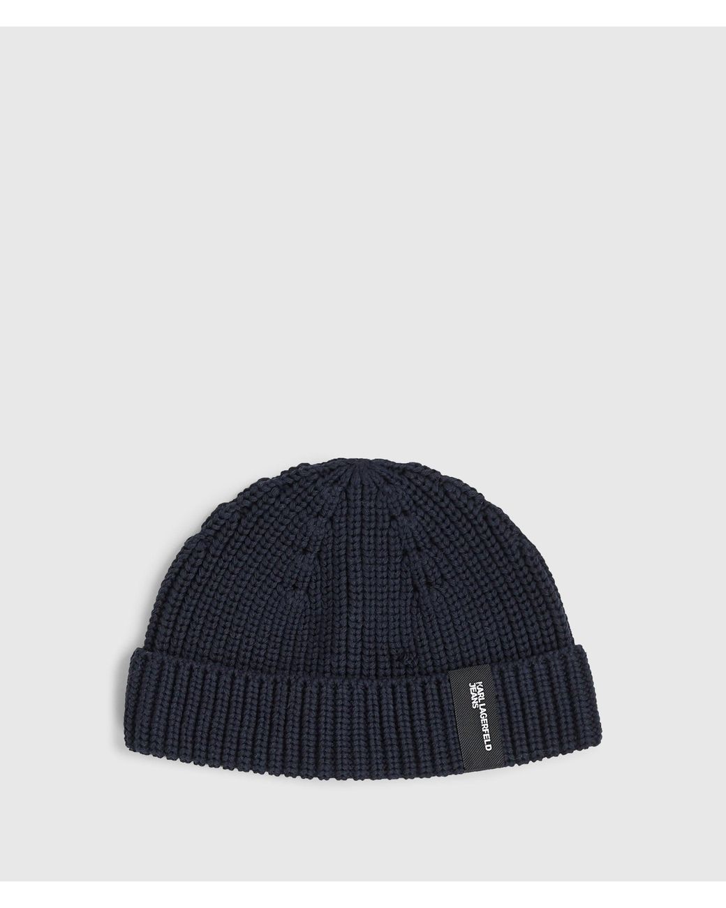 KL Jeans Blue Rib-Knit Docker Beanie for men