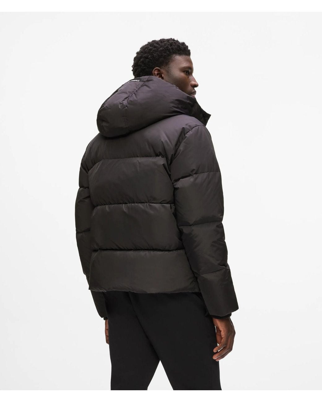 Karl Lagerfeld Black Short Hooded Puffer Jacket for men
