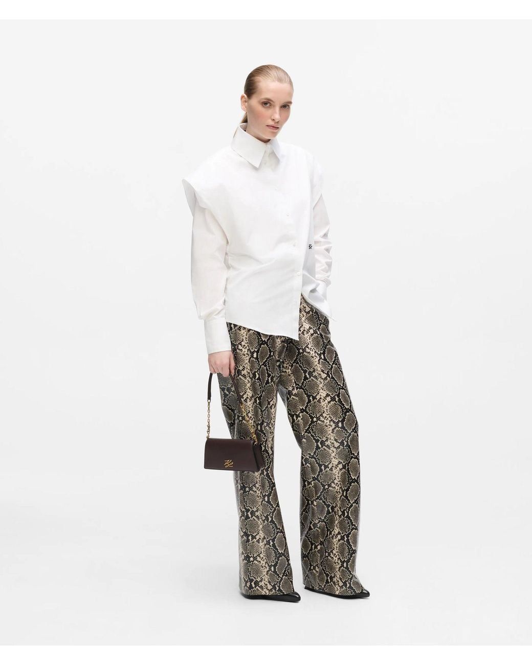Karl Lagerfeld White K/Autograph Mini Flap Shoulder Bag