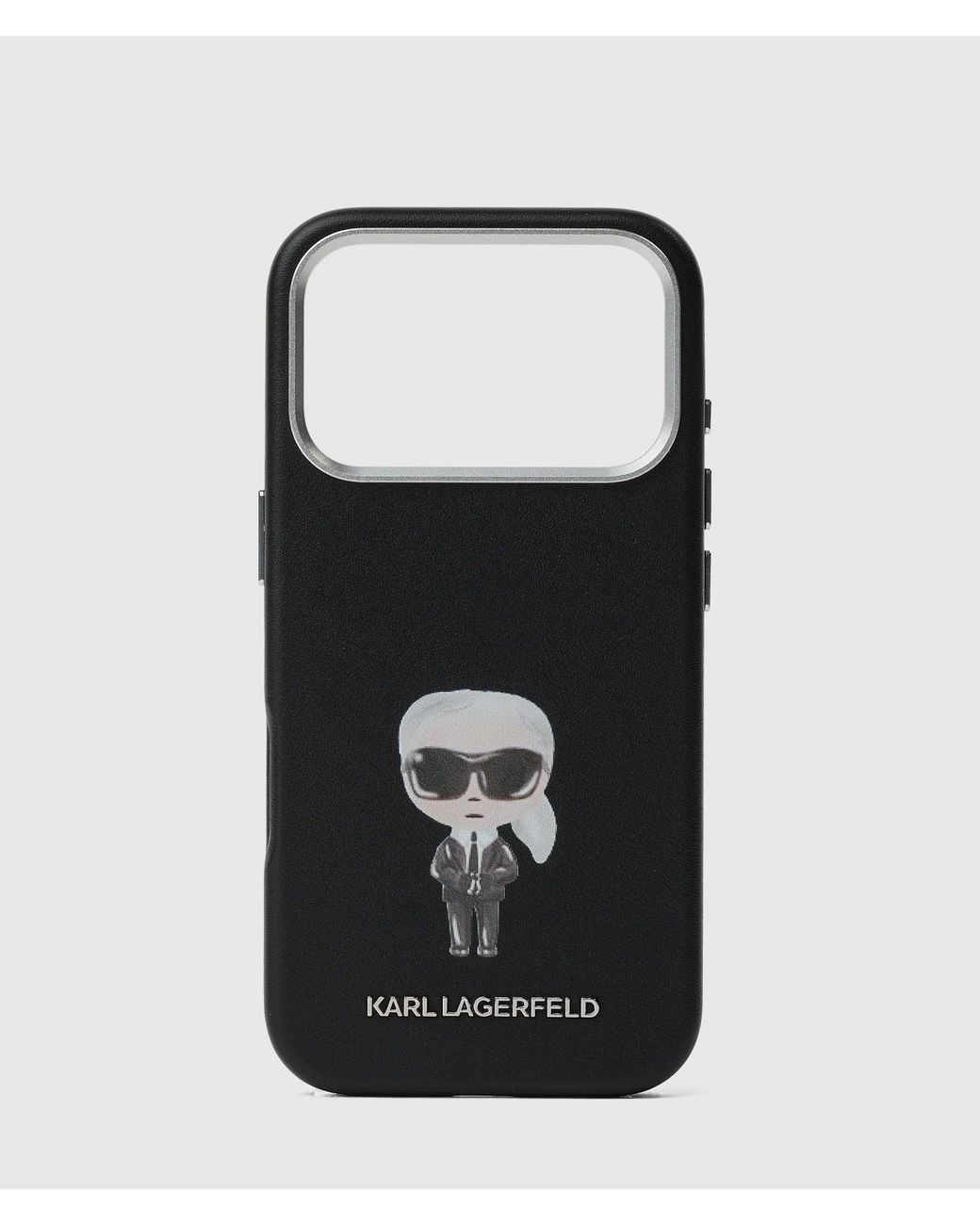 Karl Lagerfeld Black Ikon Technical Leather Iphone 17 Pro Case for men