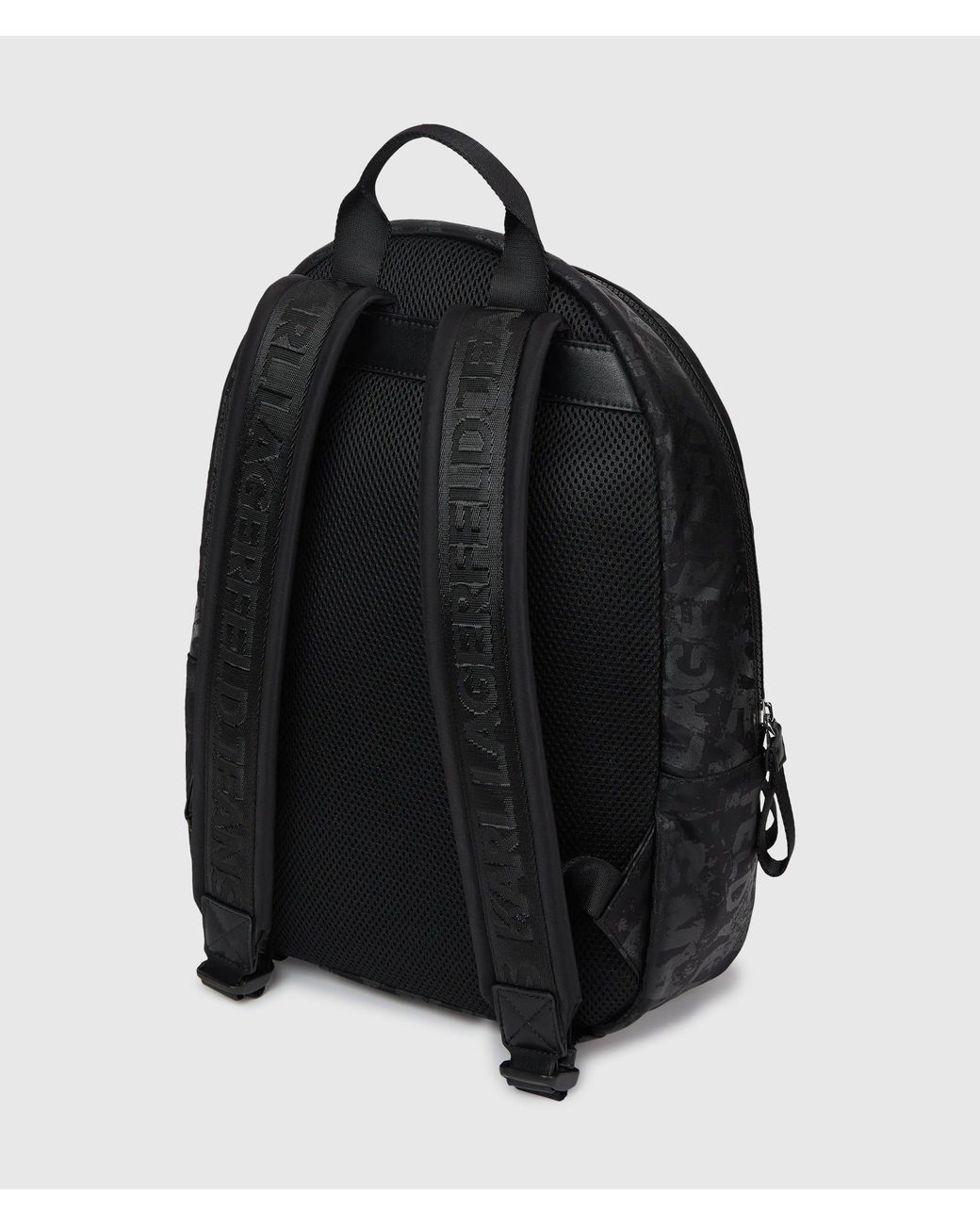 KL Jeans Black Nylon Graphic Print Backpack for men