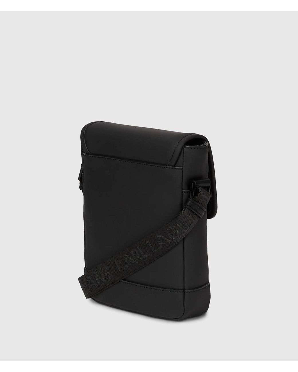 KL Jeans Black Coated Technical-Leather Reporter Bag for men