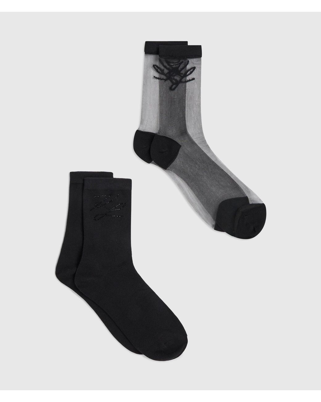 Karl Lagerfeld White Autograph Mesh And Rhinestone Socks