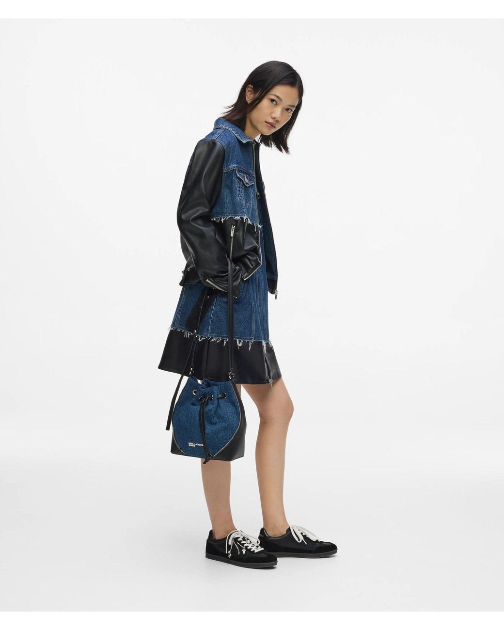 KL Jeans Blue Rebel Denim And Faux-Leather Bucket Bag