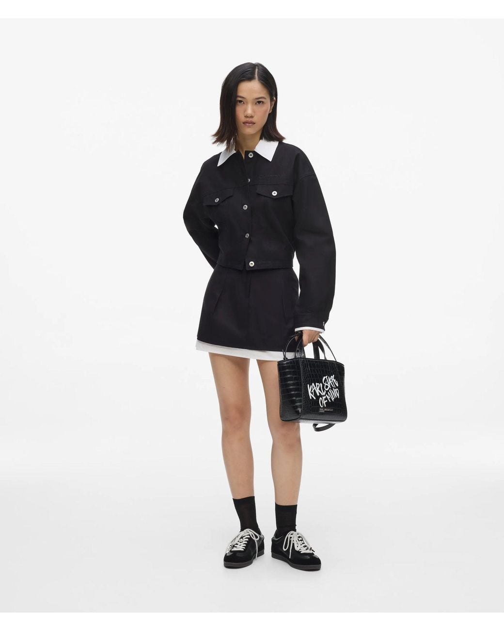 KL Jeans Black Karl Quote Mini Tote Bag