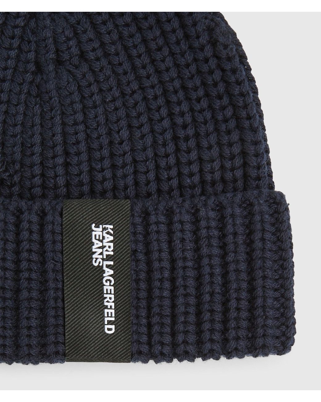 KL Jeans Blue Rib-Knit Docker Beanie for men