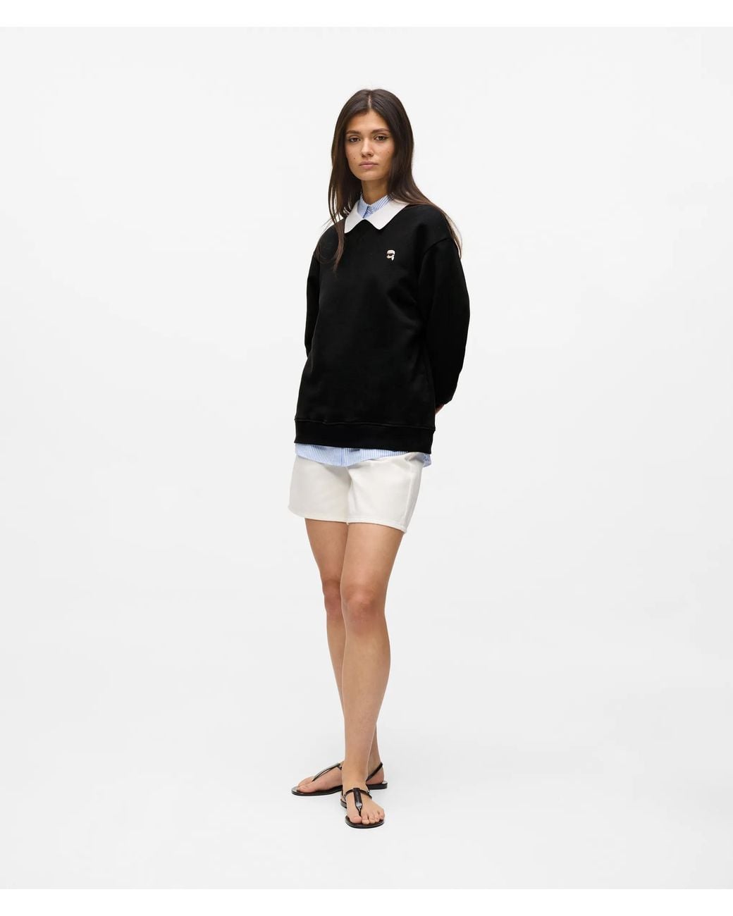 Karl Lagerfeld Black Ikon Collar Sweatshirt