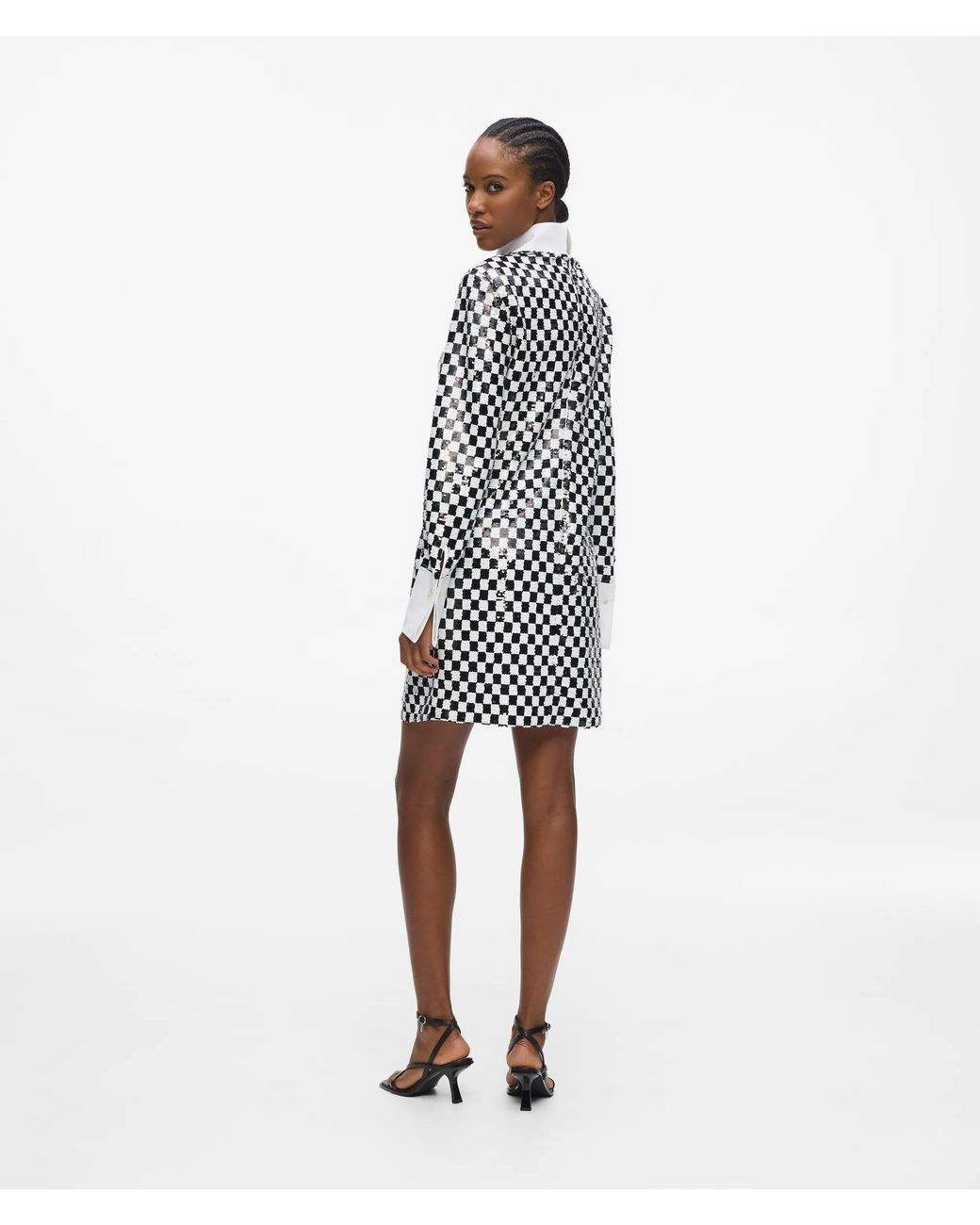 Karl Lagerfeld White Checkerboard Sequin Mini Dress