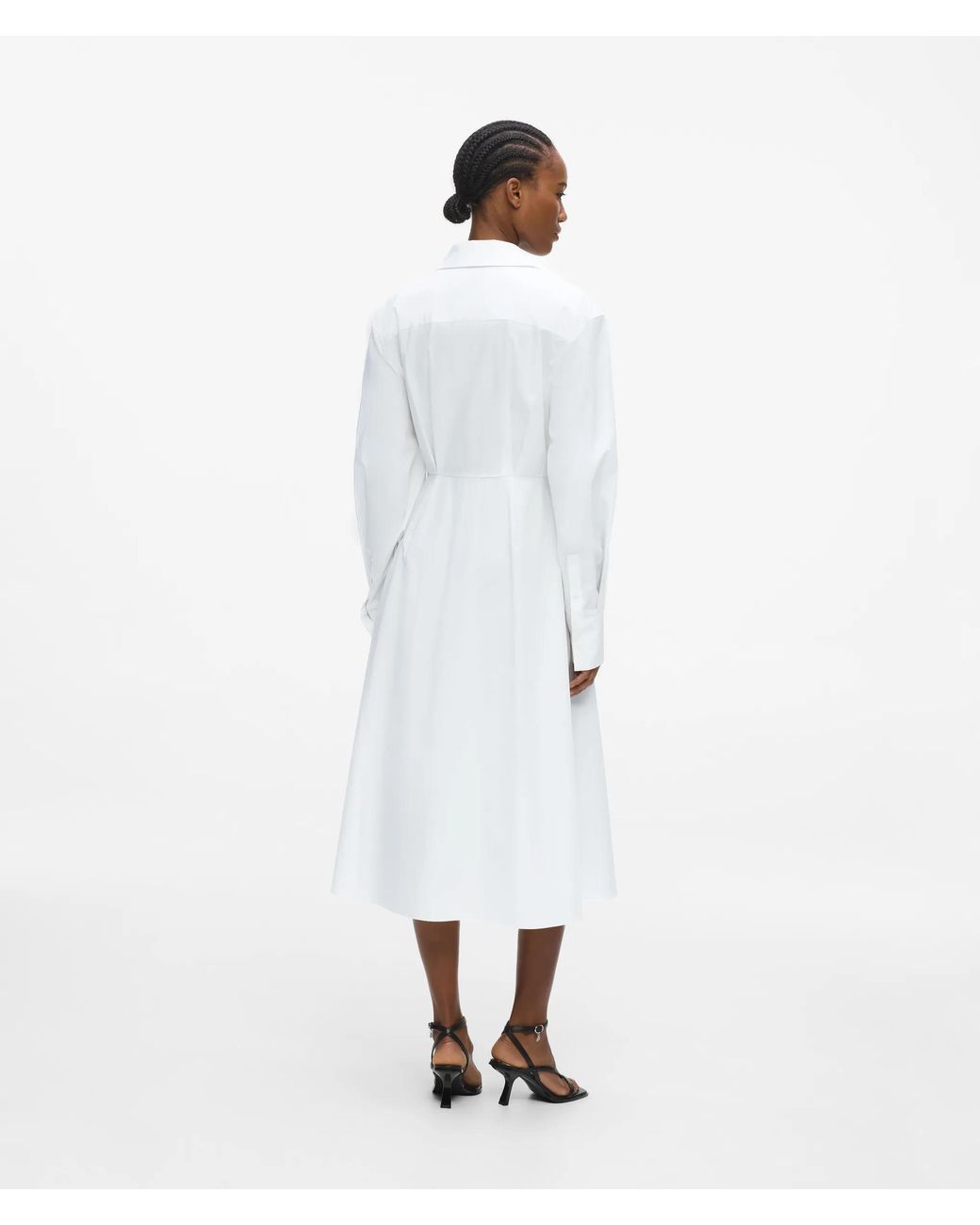 Karl Lagerfeld White Poplin Pleated Shirt Dress
