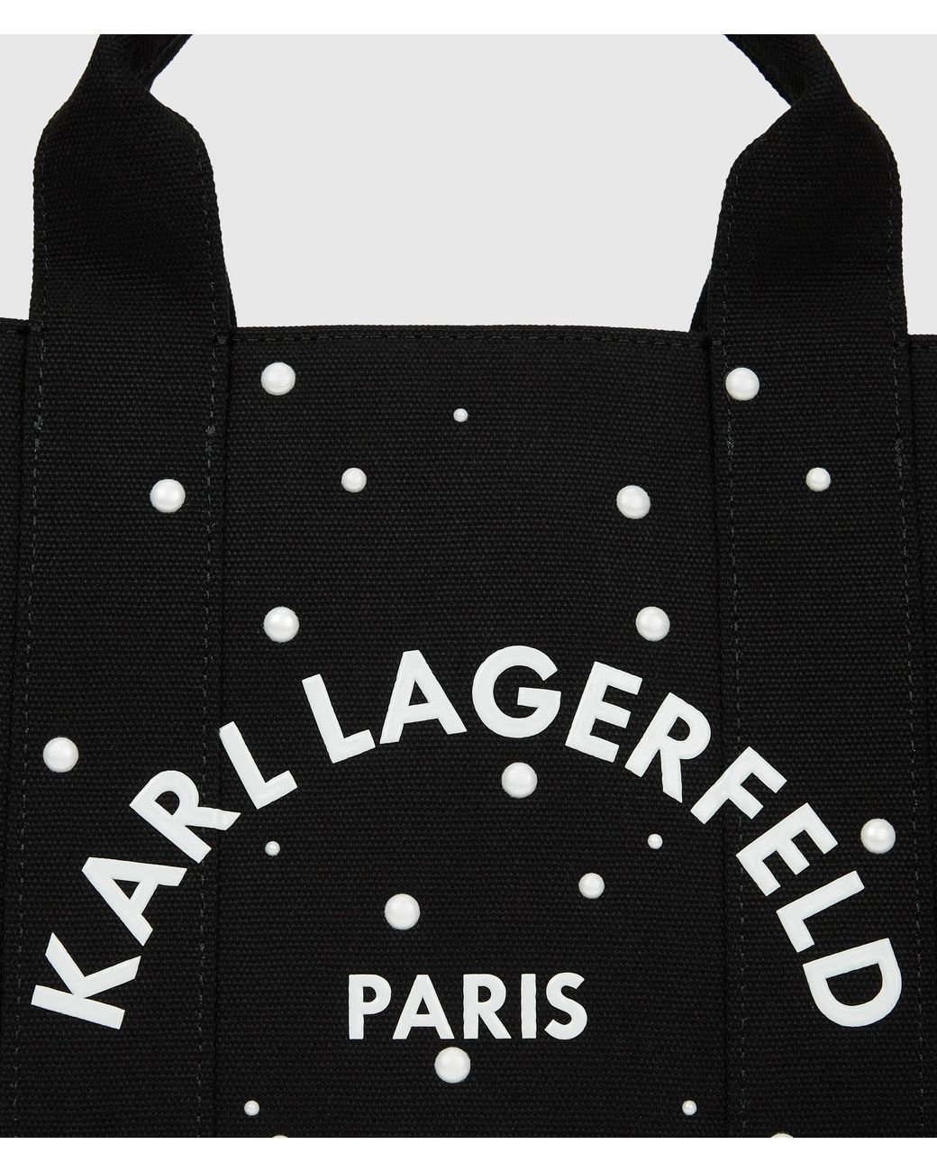 Karl Lagerfeld Black Exclusive Rue St-Guillaume Faux-Pearls Medium Tote Bag