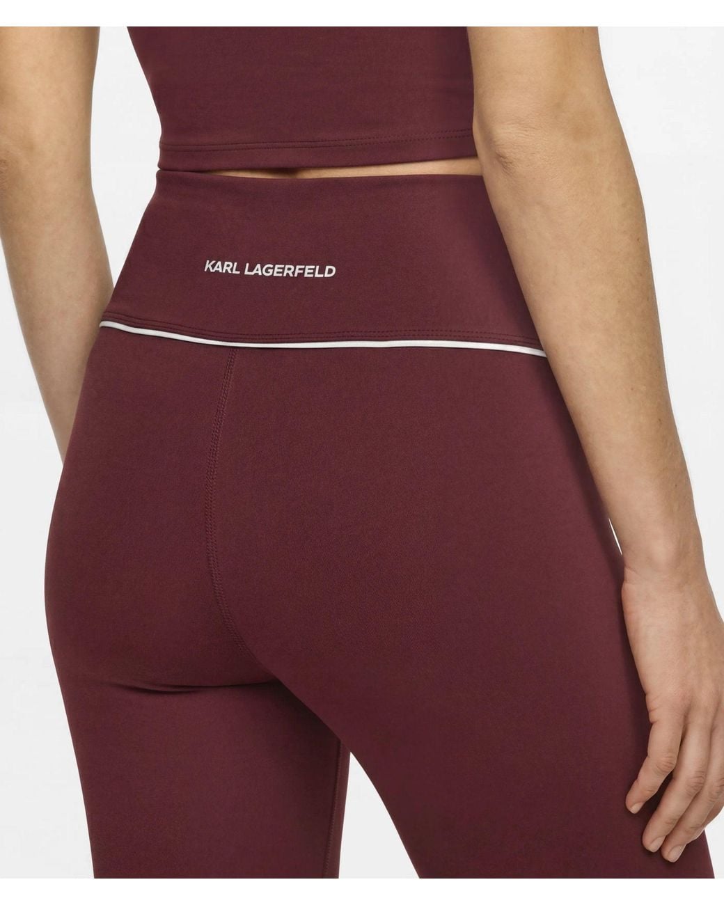 Karl Lagerfeld Red Contrast Piping Athleisure Leggings