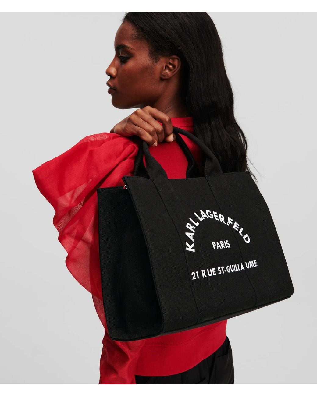 Karl Lagerfeld Black Rue St-Guillaume Medium Square Tote Bag