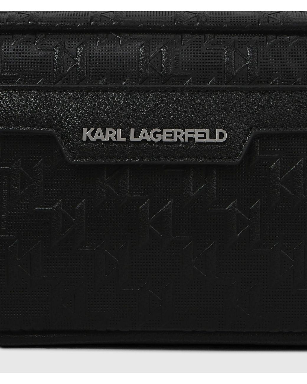 Karl Lagerfeld Black K/Monogram Perforated Crossbody Bag for men