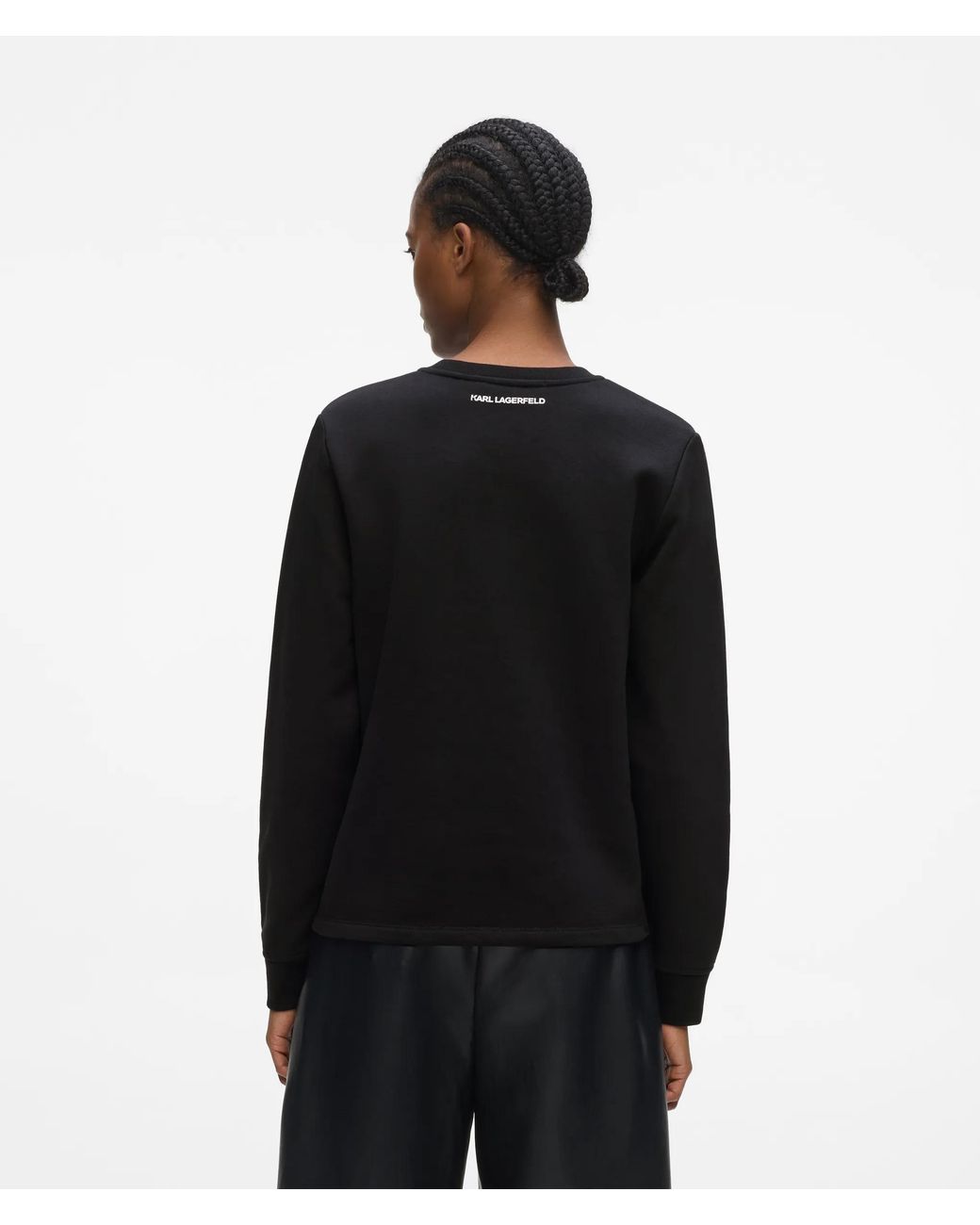 Karl Lagerfeld Black Signature Faux-Pearl Hem Sweatshirt