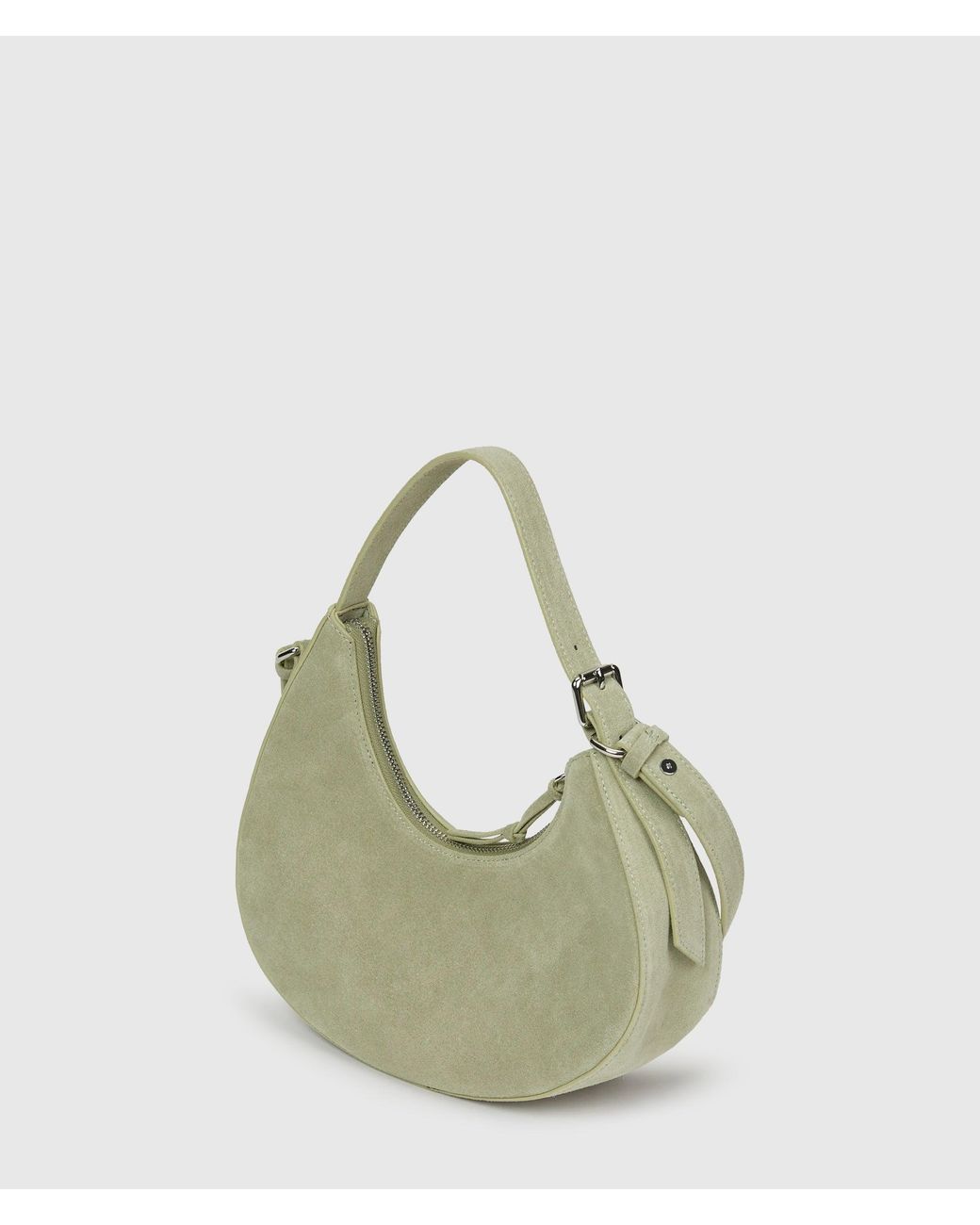KL Jeans Green Rounded Suede Top Handle Bag