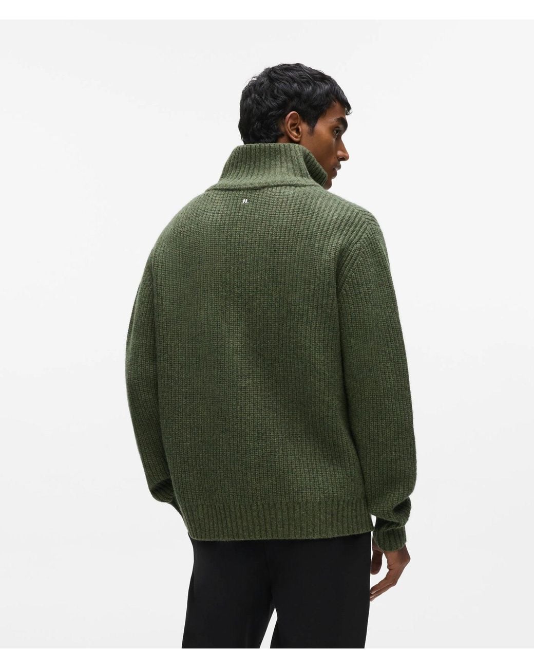 Karl Lagerfeld Green Half-Zip Turtleneck Sweater for men