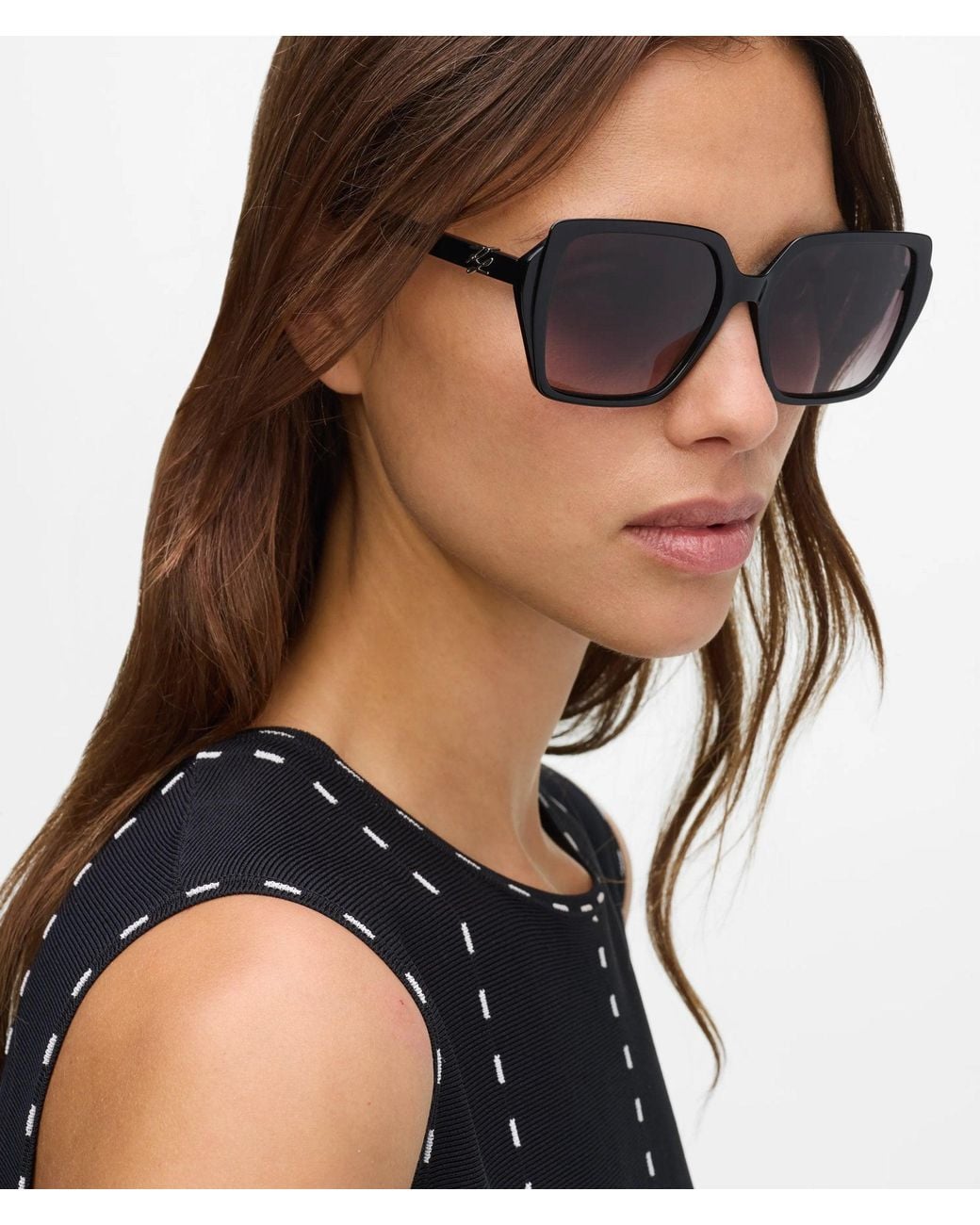 Karl Lagerfeld Black Autograph Square Sunglasses