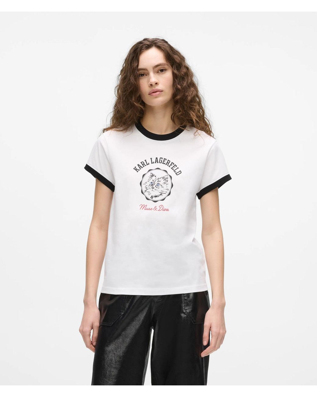 Karl Lagerfeld White Ikon Choupette Muse T-Shirt