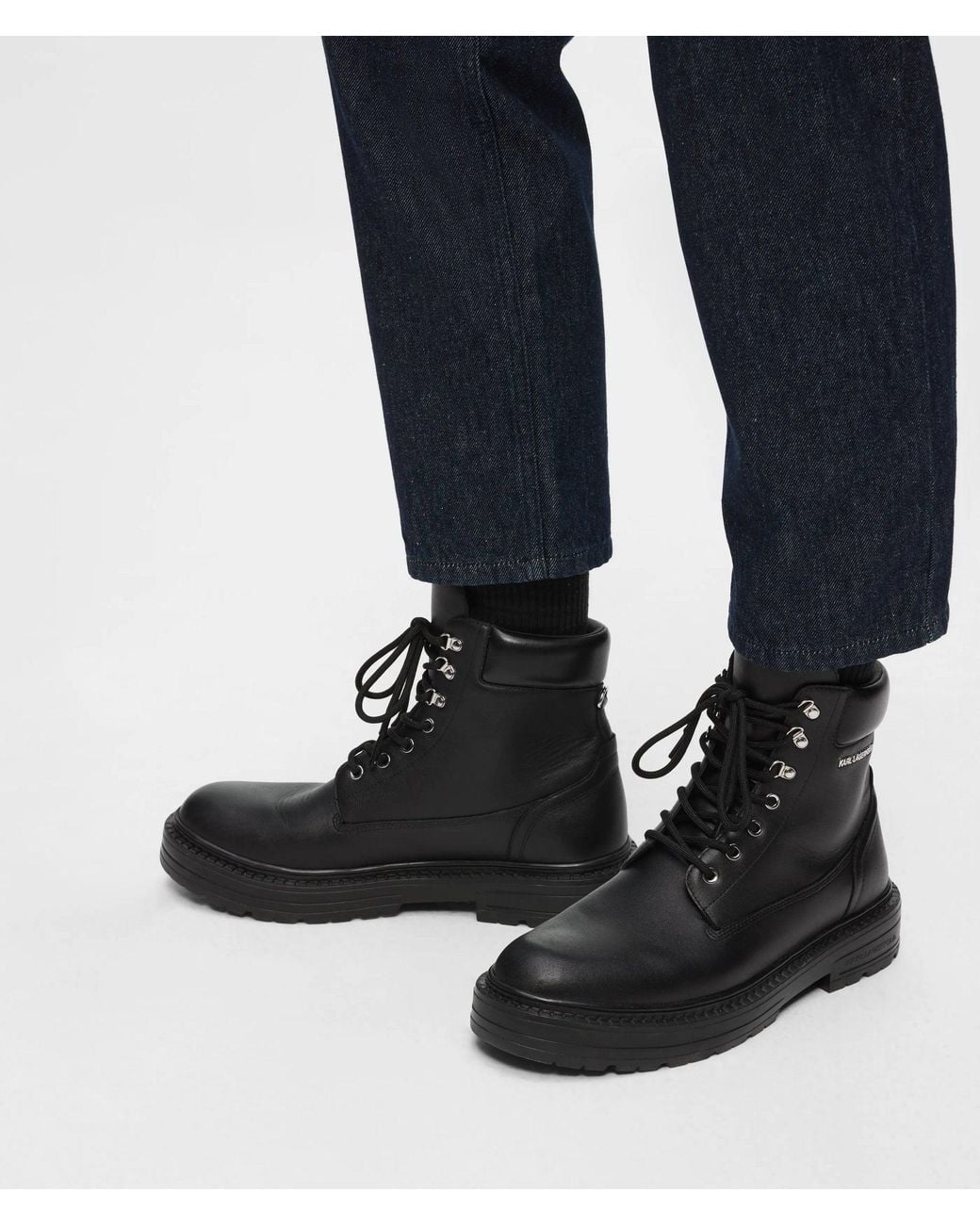Karl Lagerfeld Black Miles Work Boot for men