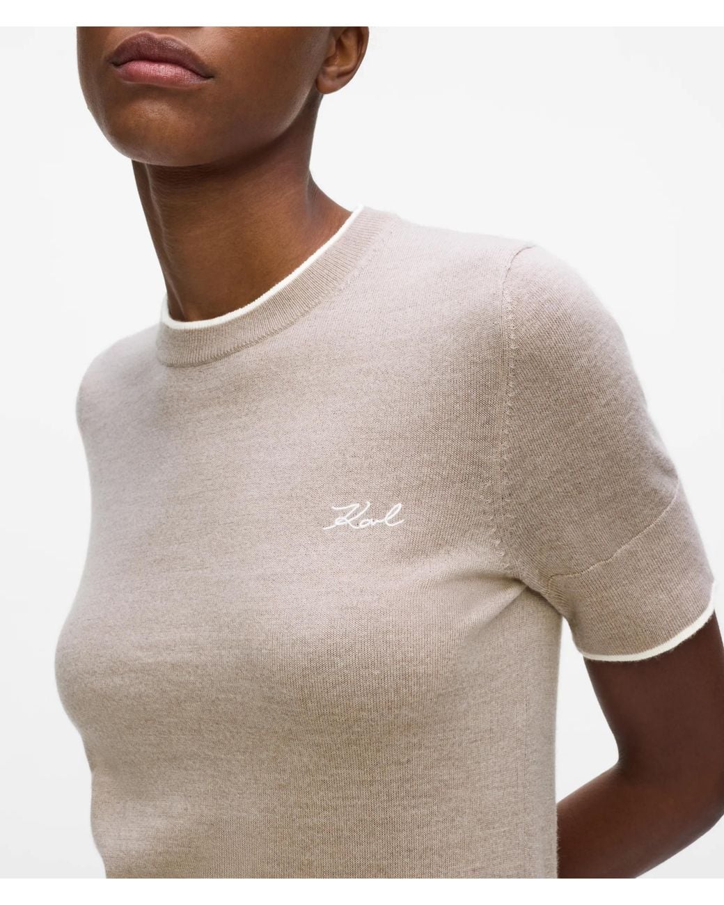 Karl Lagerfeld Natural Merino Wool T-Shirt