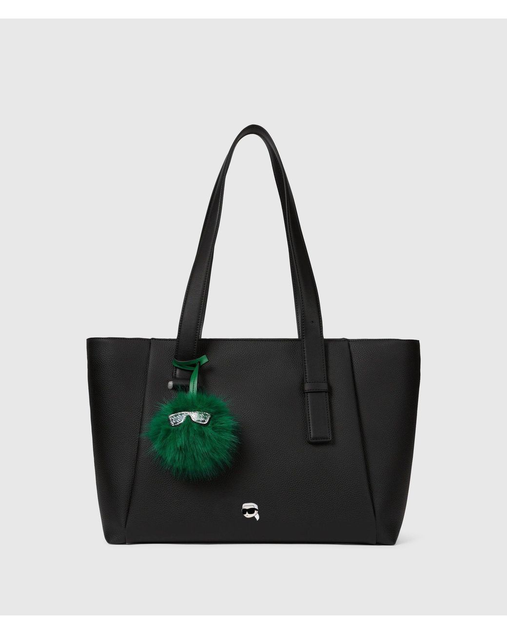Karl Lagerfeld Black Ikon Pebble Large Charm Tote Bag