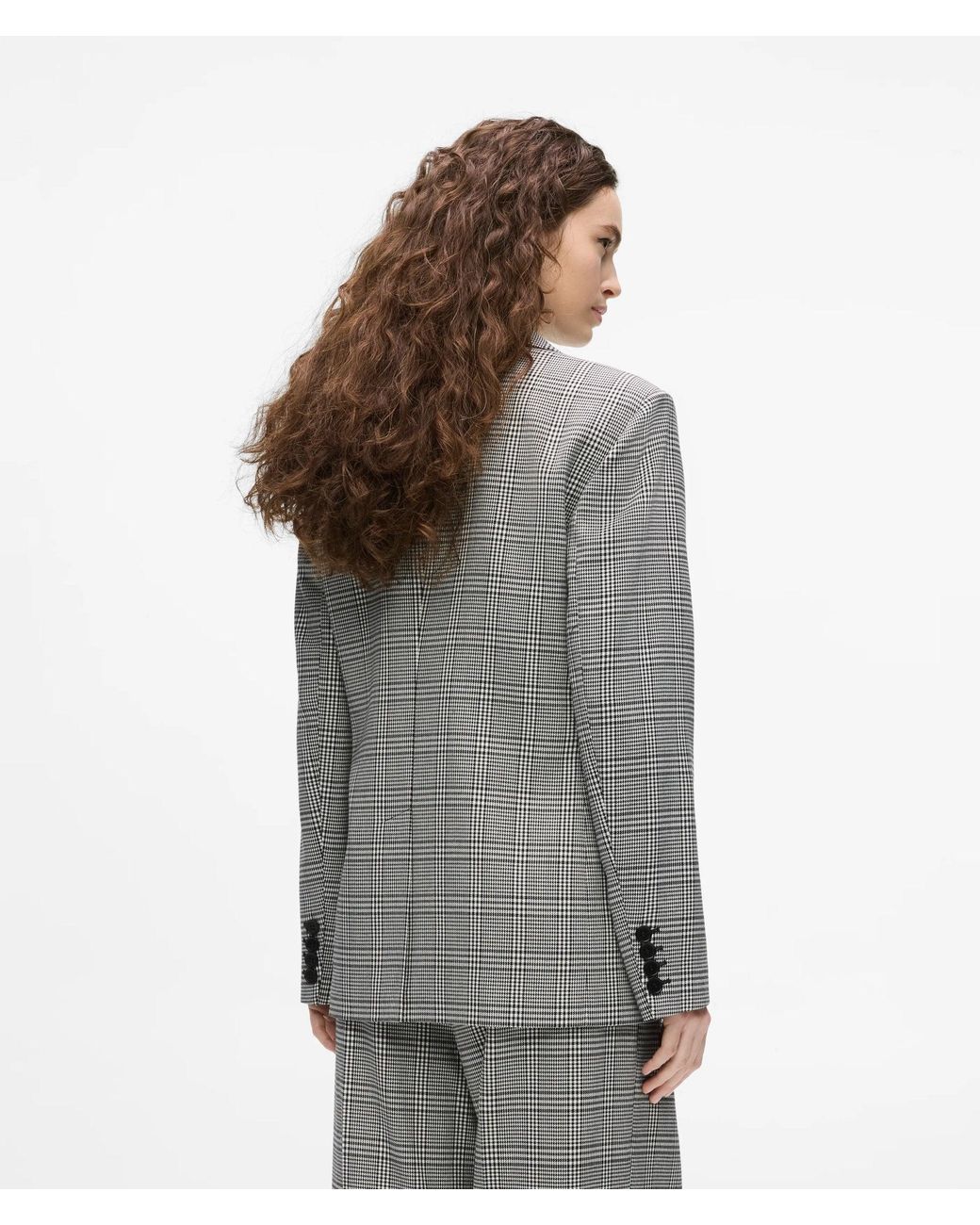 Karl Lagerfeld Gray Structured Checked Blazer