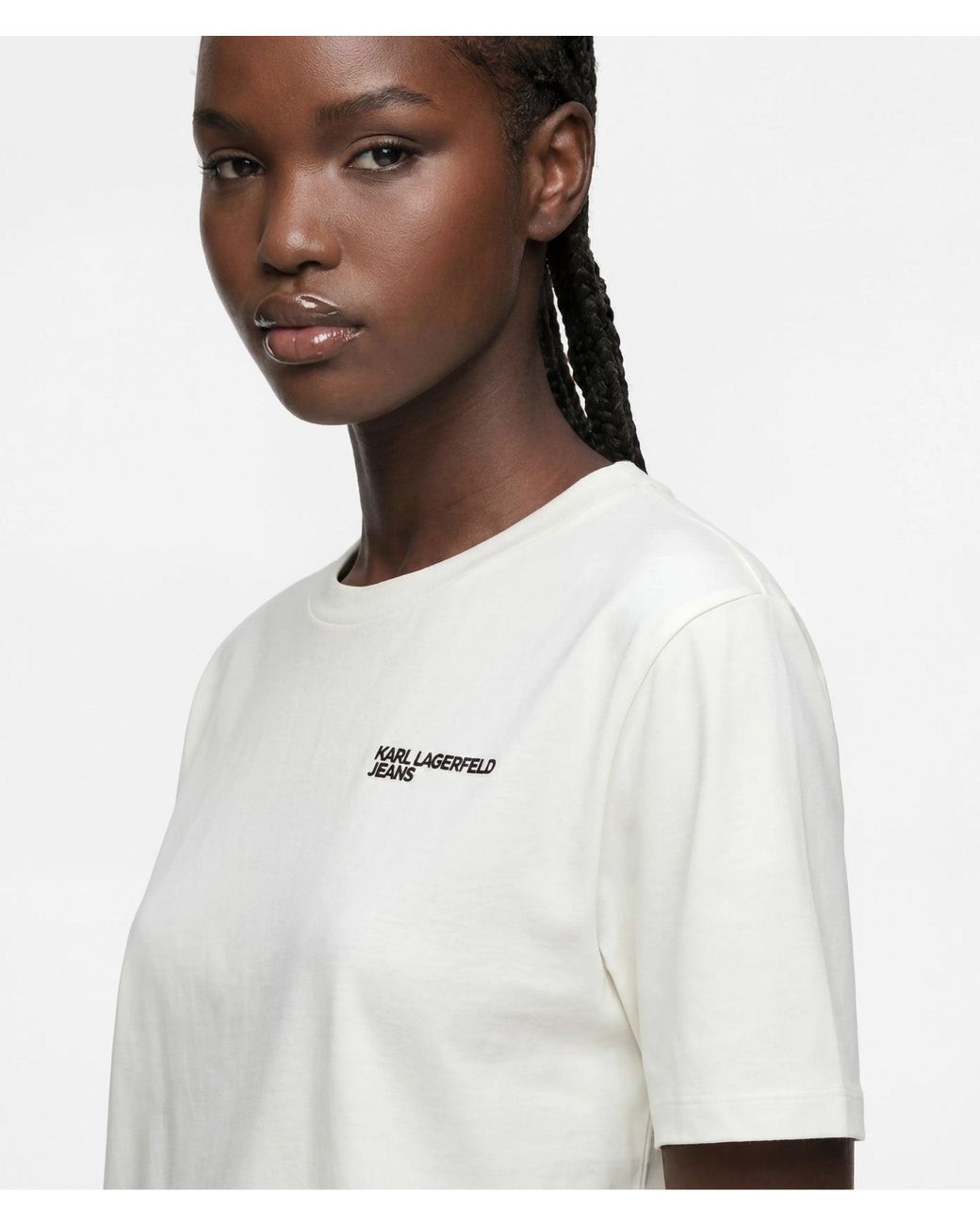 KL Jeans White Tied-Hem T-Shirt