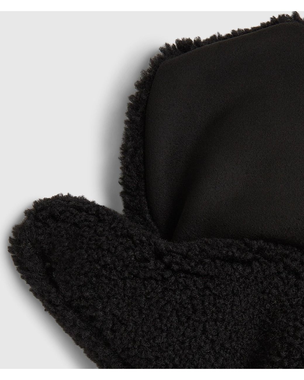 Karl Lagerfeld Black Ikon Faux-Shearling Mittens