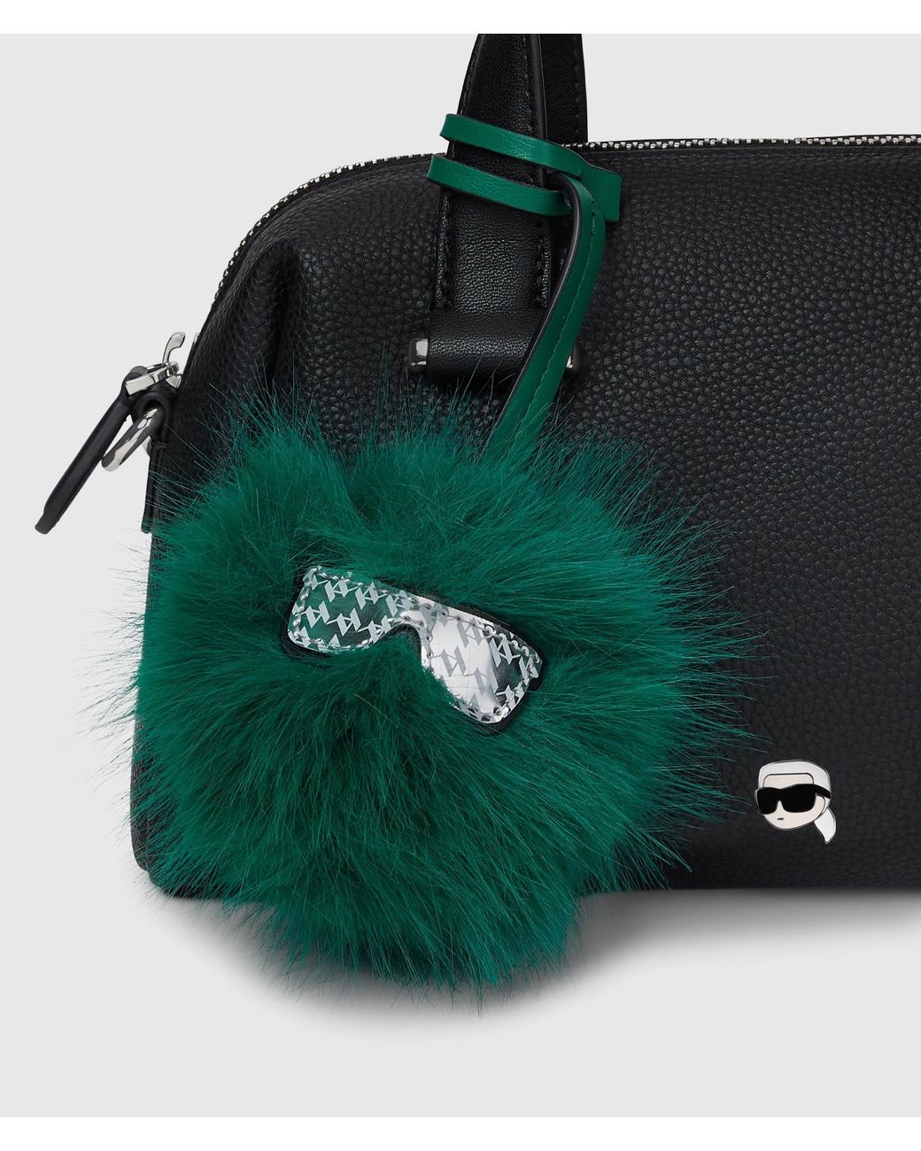 Karl Lagerfeld Black Ikon Pebble Small Charm Satchel Bag