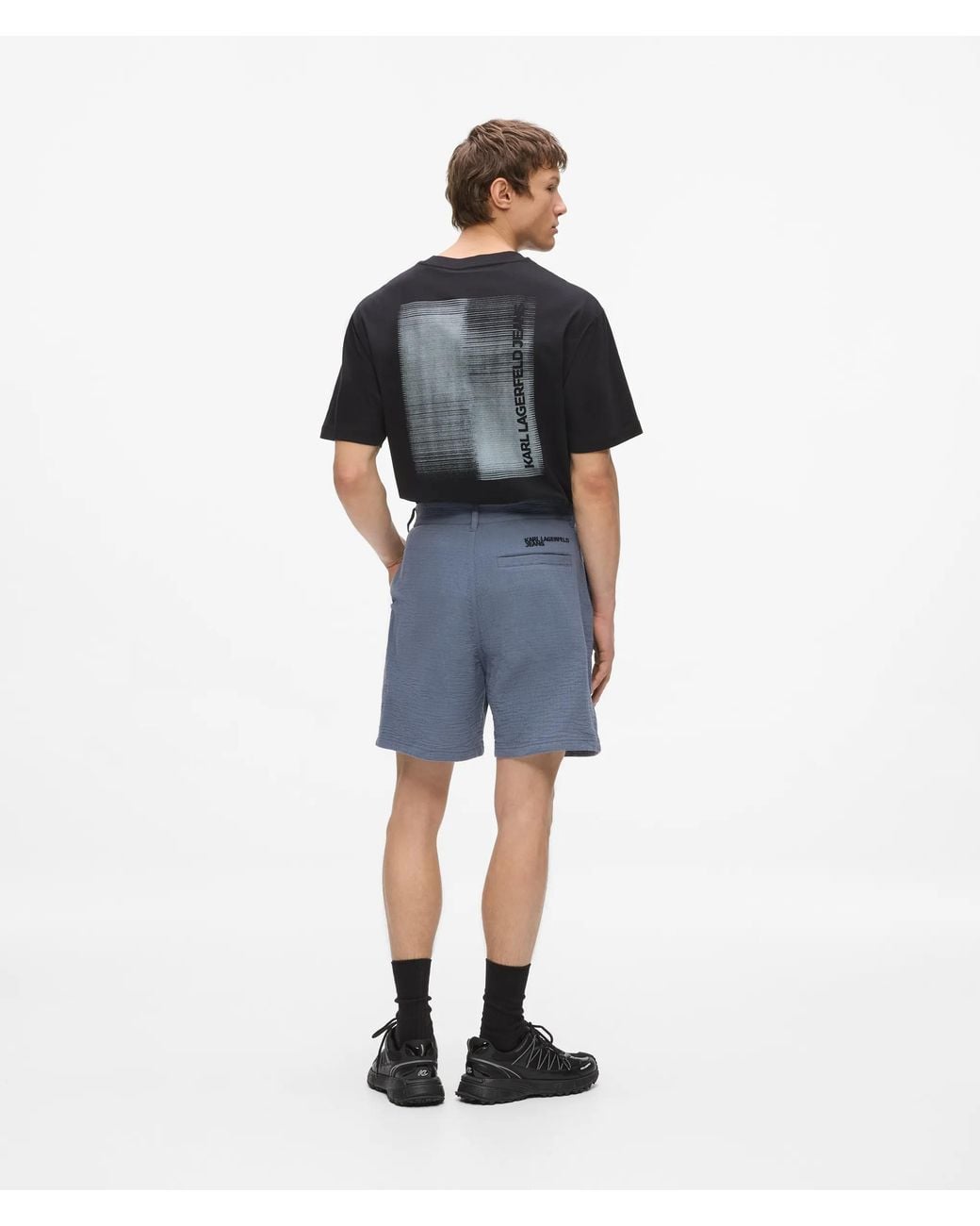 KL Jeans Blue Crinkled Cotton Shorts for men