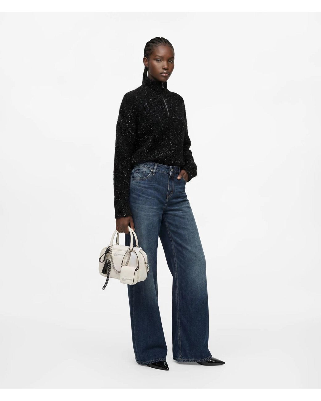 KL Jeans Black Fluffy Half-Zip Sweater