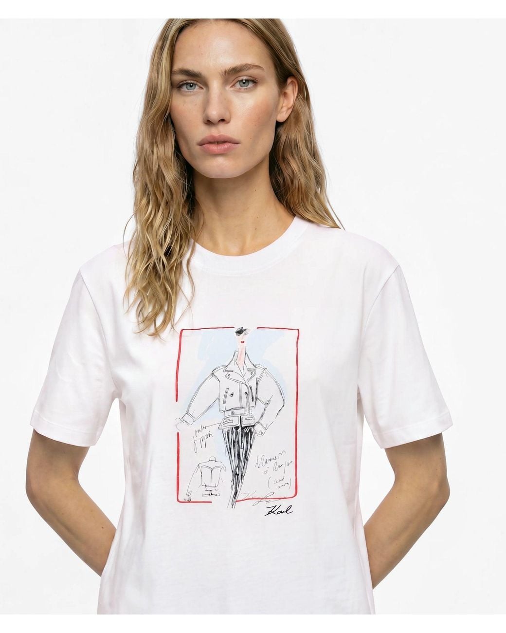 Karl Lagerfeld White Sketch T-Shirt