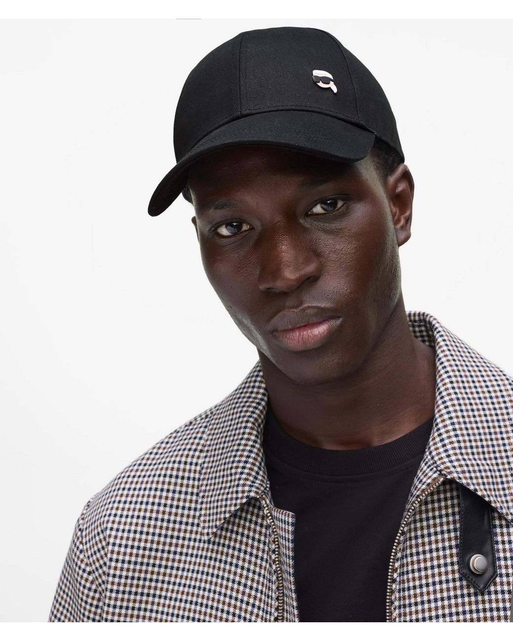 Karl Lagerfeld Black Exclusive Ikon Pin Cap for men