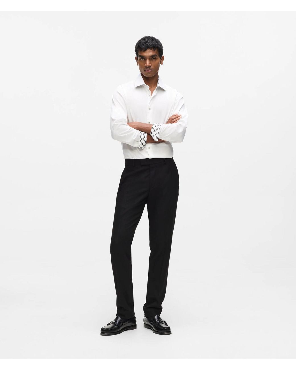 Karl Lagerfeld White Snap Button Shirt for men