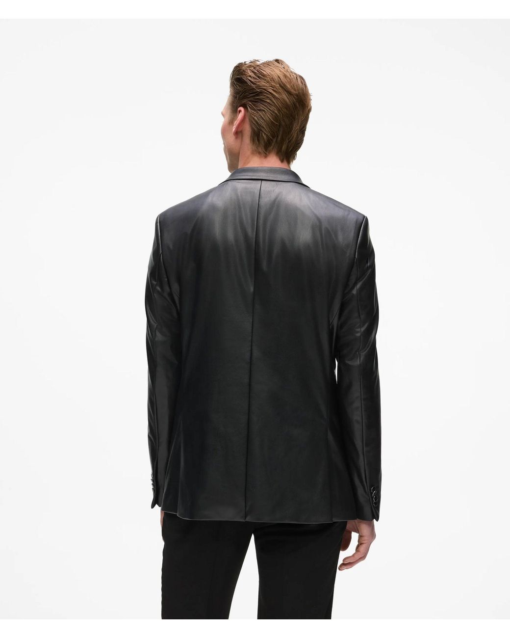 Karl Lagerfeld Black Slim-Fit Faux-Leather Jacket for men