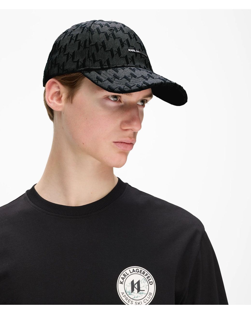 Karl Lagerfeld Black K/Monogram Jacquard Cap for men
