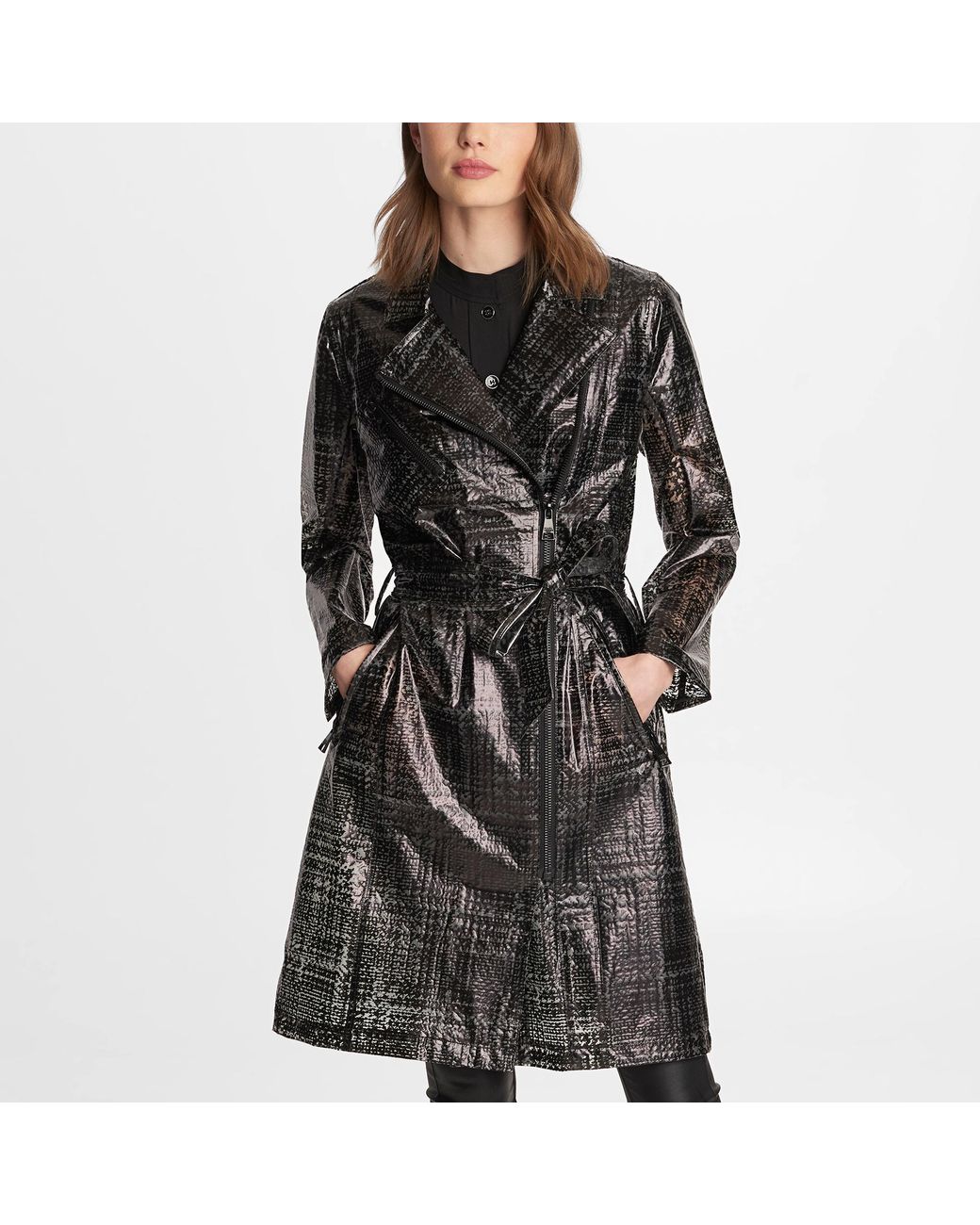 Karl Lagerfeld Paris womens Cascade Front Wrap Trench Coat